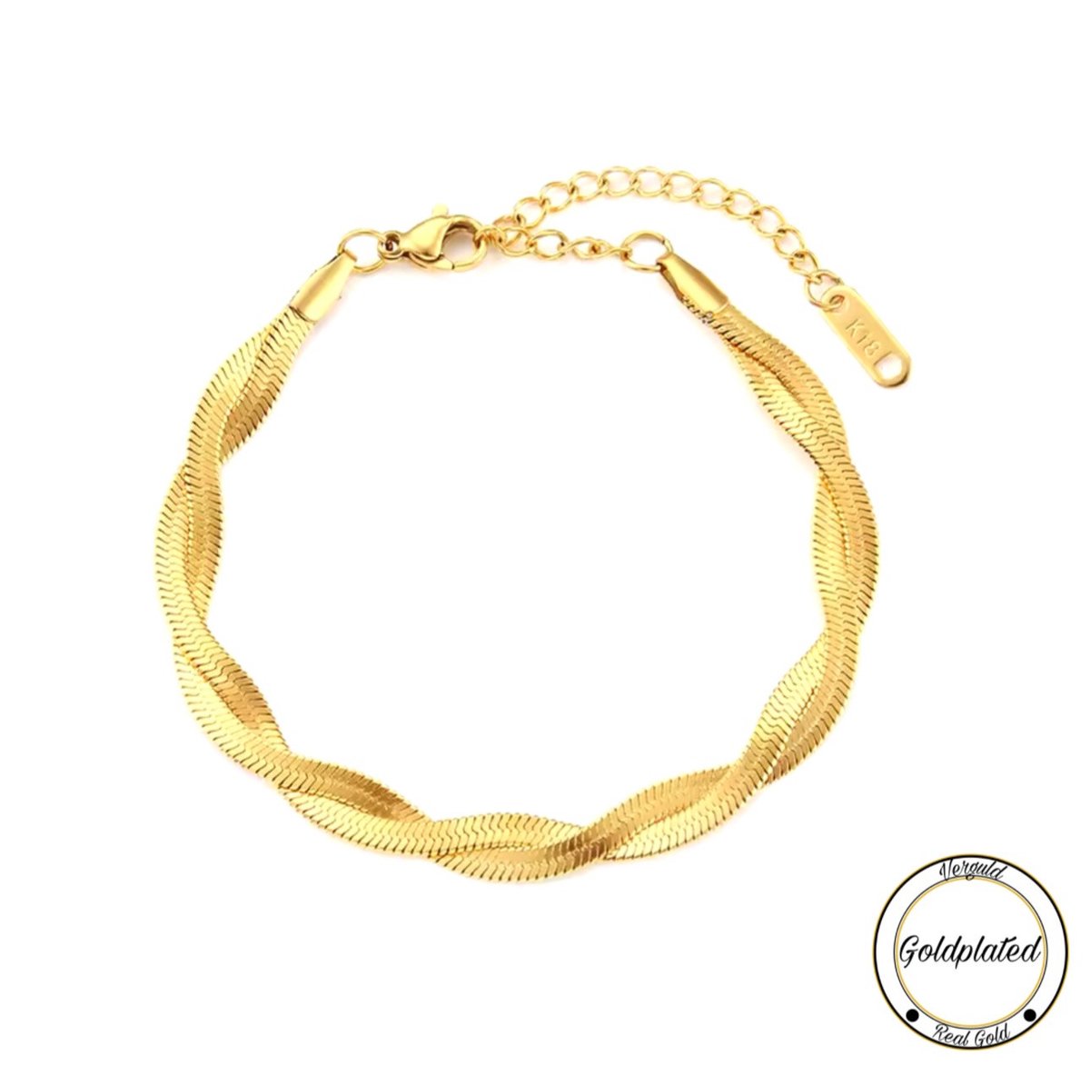Borasi Gevlochten Dames Armband | Dames Armband Gedraaid | Goldplated | 17 cm tot 21 cm | Dames Sieraden |