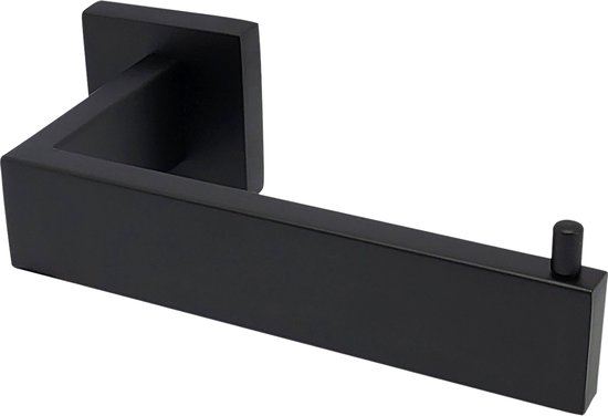 Sanics Seal Porte-rouleau de papier toilette Zwart avec kit de montage - Porte-rouleau de papier toilette en acier inoxydable - Porte- Papier toilette - Porte-rouleau de papier toilette