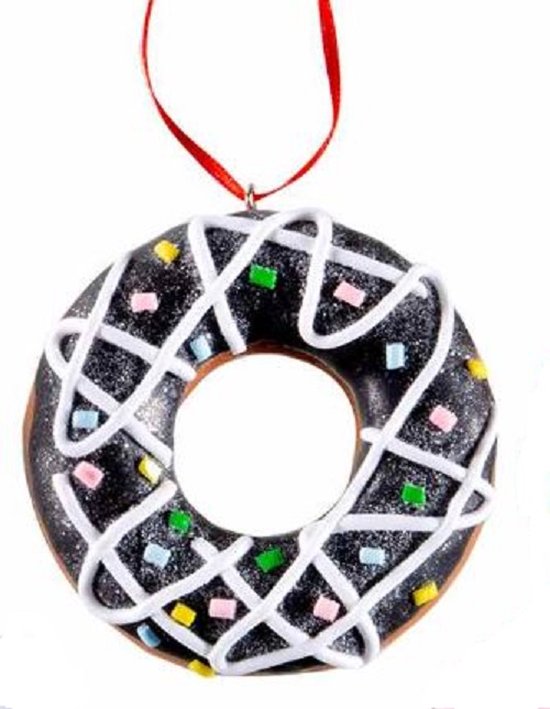 Pendentif donut - Pendentif sapin de Noël - Décorations de Noël - Boule de Noël - lot de 4