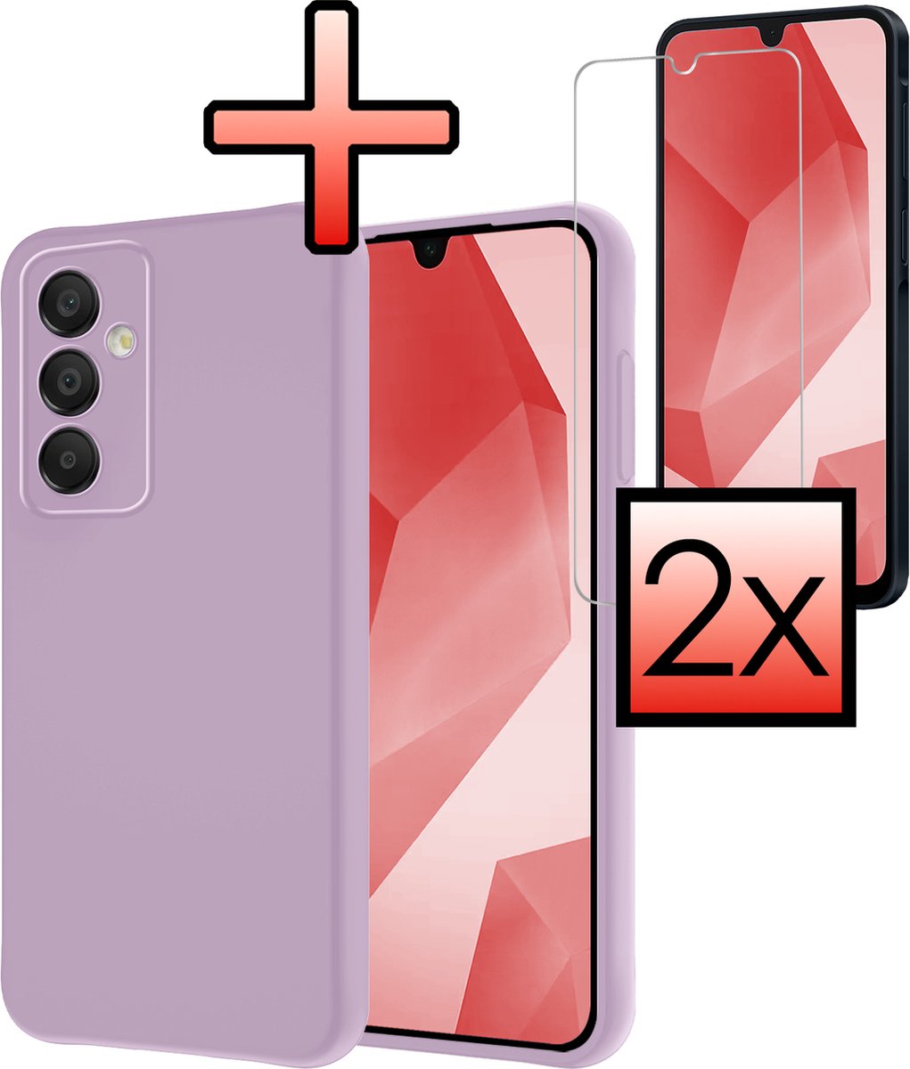 Hoesje - Met 2x Screenprotector - Geschikt voor Samsung Galaxy A16 - Sterk & Shockproof - Back Cover - Siliconen Case - Telefoon Hoes - Lila