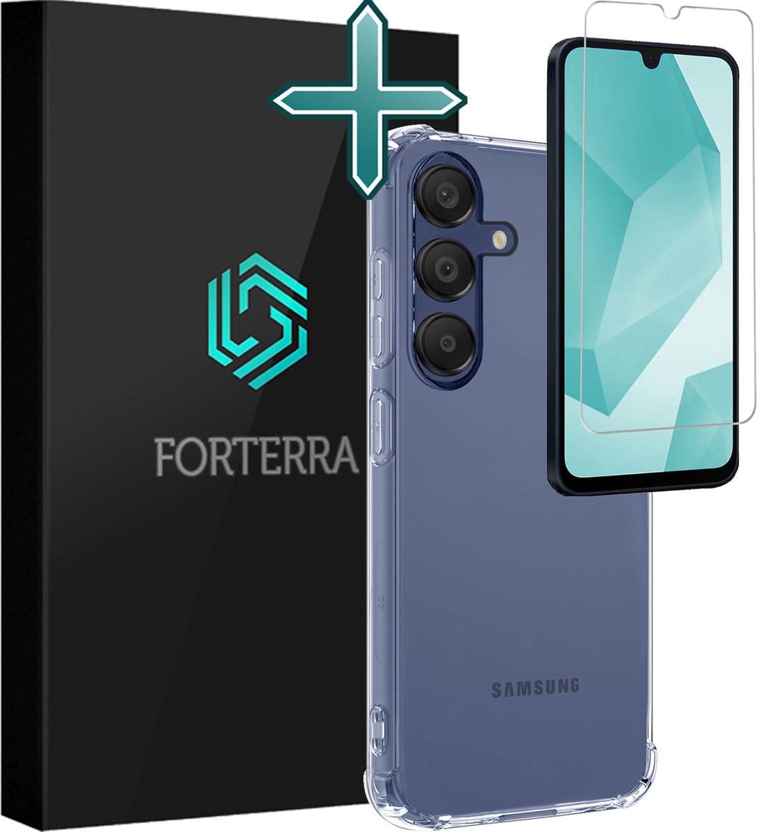 Hoesje Met Screenprotector - Geschikt voor Samsung Galaxy A16 - Sterk & Shockproof - Back Cover - Siliconen Case - Telefoon Hoes - Shock Proof - Transparant