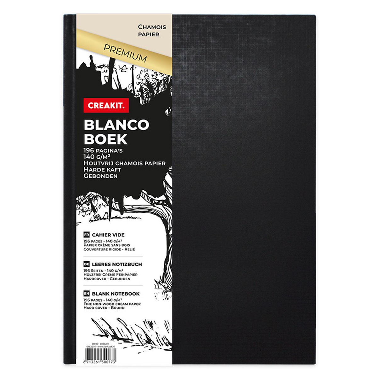 SOHO Schrift met harde kaft – Collegeblok – Houtvrij chamois papier – Harde kaft – Draadgebonden – 196 pagina’s – A4 formaat – Blanco