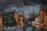 3D art Metaalschilderij - Brugge - handgeschilderd - 120 x 80 cm