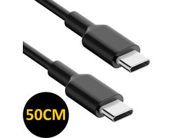 USB-C Oplader Kabel 60W 50 cm - USB-C Naar USB-C Kabel - Oplaadkabel - Lader - Laadkabel - Universeel - Snellader - Zwart - Extra Kort