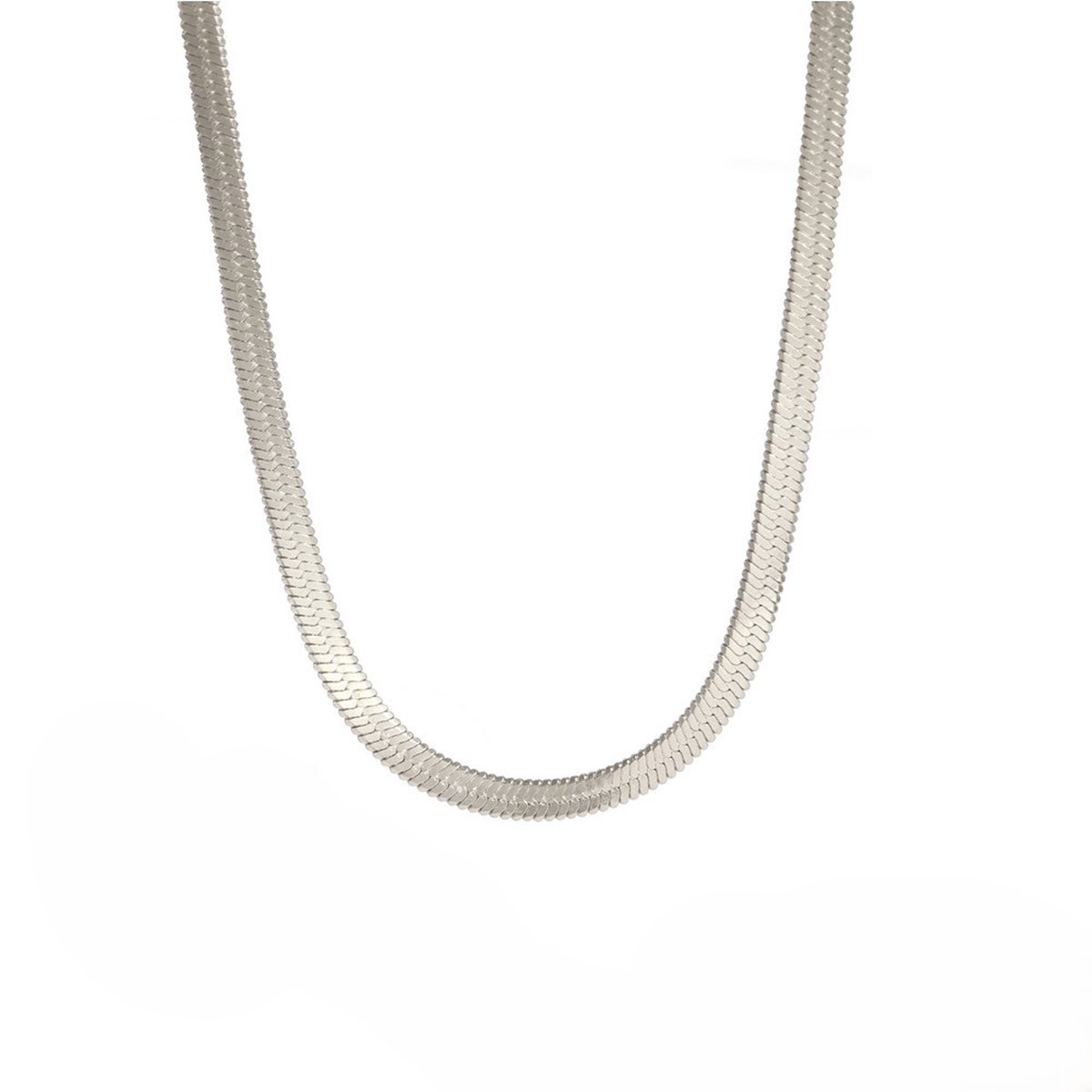 JewelGalerie - Ketting- Platte Schakel- Zilver
