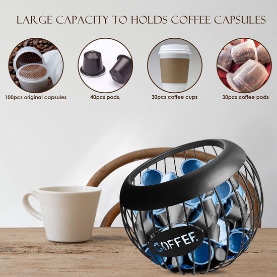 Koffiepad, ladehouder, capsule-opbergorganizer, 2-laags koffiepads, houder met glijdende manden voor een K-pod met 72 capaciteit, pak voor thuiskantoor, café, toonbank (zwart Koffiepad, ladehouder, capsule-opbergorganizer, 2-laags koffiepads, houder met glijdende manden voor een K-pod met 72 capaciteit, pak voor thuiskantoor, café, toonbank (zwart