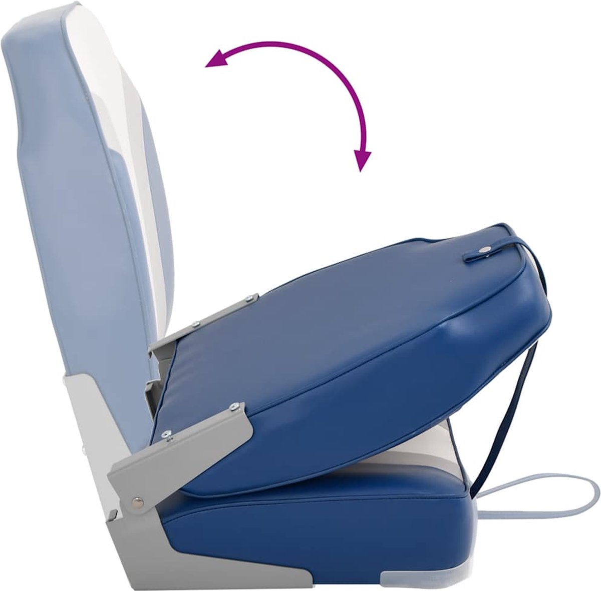 GYMAX Sièges de Bateau 2 Pièces, Dossier Haut Pliable, Siège en Simili Cuir, Rembourrage en Éponge, Compatible avec Piédestal Fixe ou Pivotant, pour Bateau de Pêche, Bateau de Tourisme, Yacht