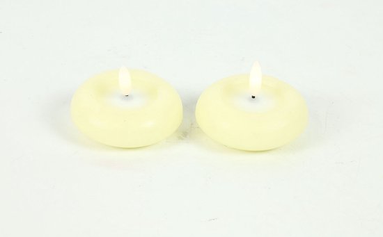 Countryfield LED drijfkaars speelgoed 7,5cm 2 stuks creme decoratie.