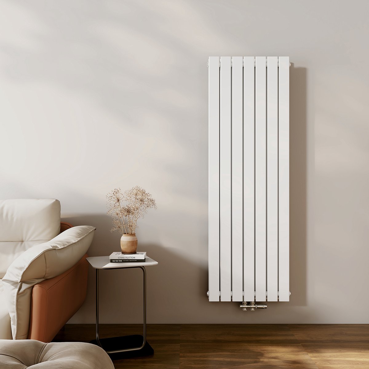 EMKE Radiator - Dubbel-Laags Plat - Glanzend Wit - 160x54 cm - 1739 W - Kolomradiator Vertical - Verwarming voor Alle Ruimtes