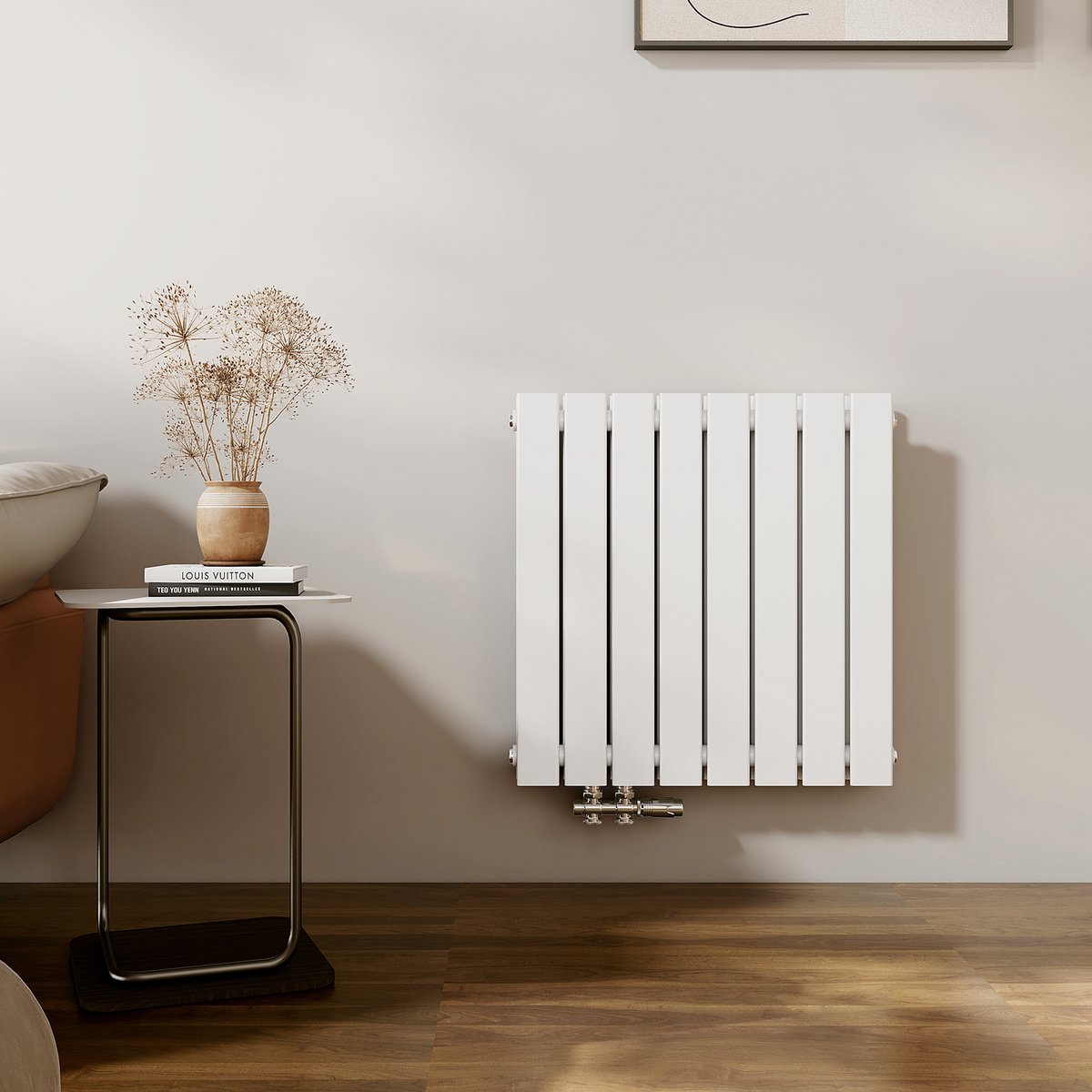 EMKE Radiator - Dubbel-Laags Plat - Glanzend Wit - 63x62 cm - 826 W - Kolomradiator Vertical - Verwarming voor Alle Ruimtes