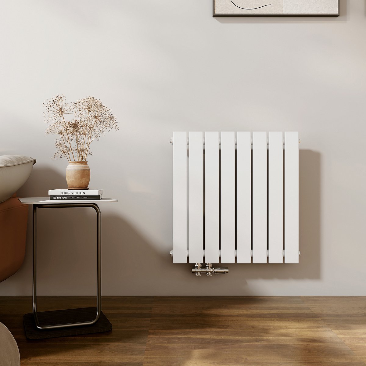 EMKE Radiator - Plat Design - Glanzend Wit - 63x62 cm - 450 W - Kolomradiator Vertical - Verwarming voor Alle Ruimtes