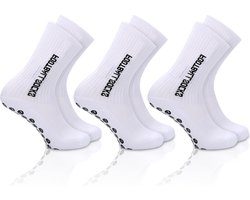 3 paar Gain The Edge Grip-sokken - comfortabele voetbalsokken - antislip sportsokken - ademende sokken - mannen - kinderen - volwassenen - wit - maat 40 EU