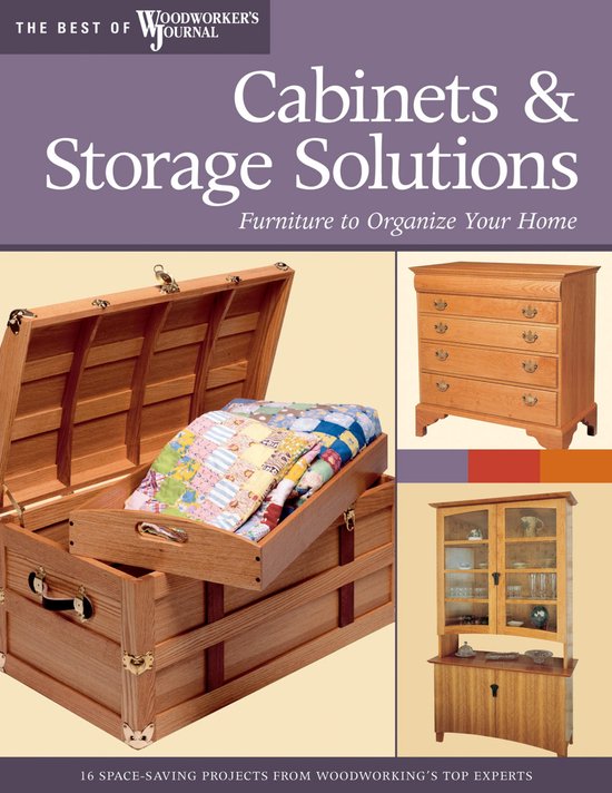 Boek 'Cabinets & Storage Solutions'. Met een kist, ladekast en vitrinekast.