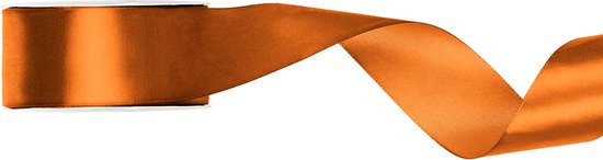 Satijn lint 25mm breed warm oranje, rol 25 meter - hobbylint - sierlint - cadeaulint - satin ribbon