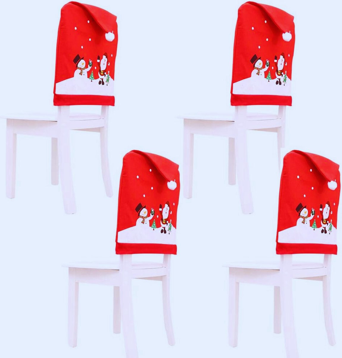 4 Stuks Kerststoel Rughoezen Met Hoed - Decoratieve Stoelhoezen Voor Kerstdiner En Feestelijke Tafeldecoratie - Xmas Party Accessoires 50 x 60 Cm