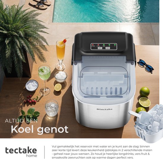 tectake® IJsblokjesmachine Arctic - 1,2L - 2 IJsblokjes Formaten - IJsmachine - Ice cube maker - IJsblokjesmaker met IJsschep - Zilver — afbeelding 4