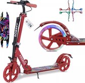 AREBOS Stepjes - Kinderstep - Voor Jongens en Meisjes vanaf 8 Jaar - tot 100kg - Lichtgevende Wielen - Fleshouder en Bel - Rood