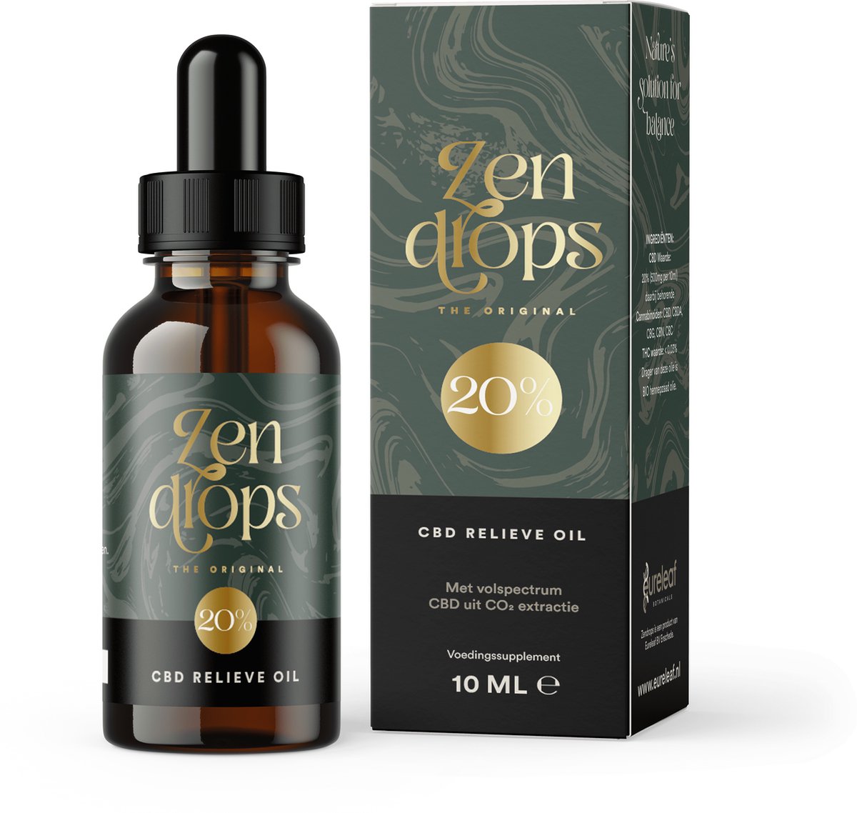 Goedkoopste Eureleaf Zendrops - CBD Olie 20 - Full-Spectrum Hennepolie - 10ml - Natuurlijke Vegan Olie van Premium Kwaliteit