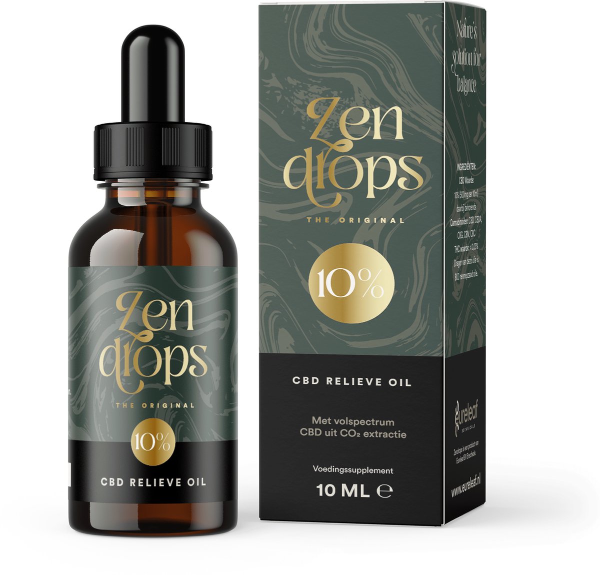 Goedkoopste Eureleaf Zendrops CBD olie 10 - 10ml natuurlijke hennepolie, vol spectrum CBD, Europees natuurproduct, Vegan olie, Cannabidiol