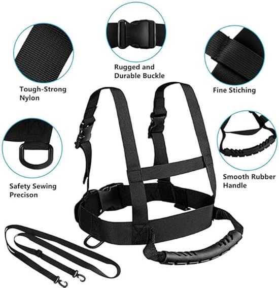 Skiharnas voor kinderen met tas - Skituigje kinderen - Ski-accessoires - Verstelbaar ski-schouderharnas - Voor kinderen en beginners Schaatsen, Skateboarden, Snowboarden, Skaten, Fietsen (zwart) van Eruinfang — afbeelding 4