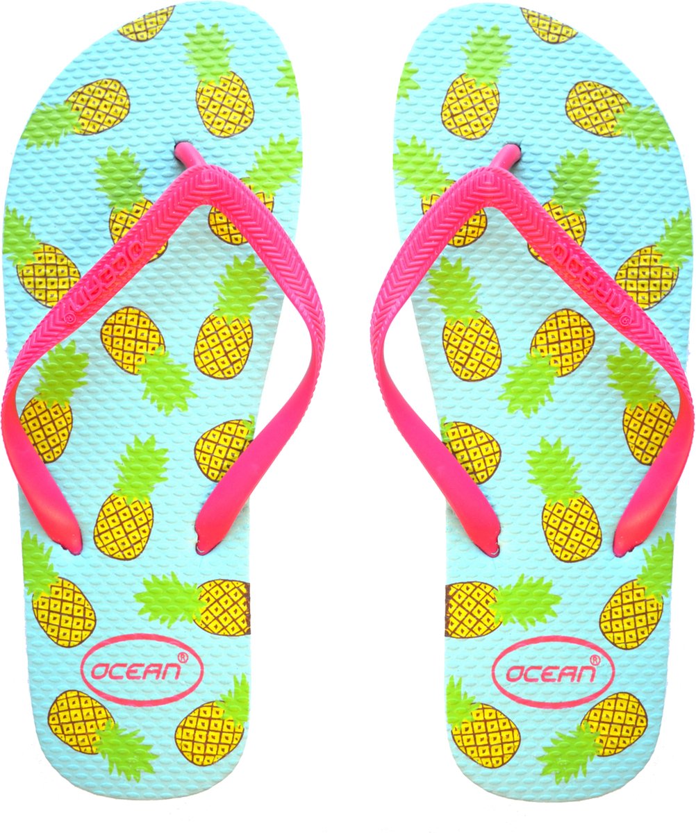 Ananas slippers blauw - maat 36