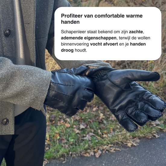 Dikke Leren Handschoenen - Geel - Ultrafleece Warme Voering – Schwartz & von Halen