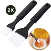 Bakkwast Set - Keukenkwast - Bakborstel - Marinade Kwast - BBQ Kwast - Zwart/Wit - Hittebestendig - Siliconen - Voor Bakken