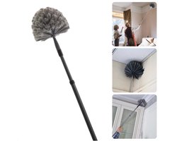 Cheqo® Telescopische Plumeau - Duster - Ragebol - Grijs - Stofborstel - Uitschuifbaar tot 2m - Spinrag Verwijderaar - Duurzaam Materiaal - Inclusief EBOOK