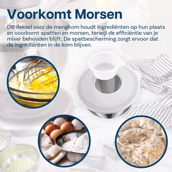 Mixer Bowl Cover voor KitchenAid 5 Quart Tilt-Head Stand Mixers Artisan Series van MMOBIEL - Mixer Bowl Cover Voorkomen dat Ingrediënten Morsen - Mixer Spatbescherming met Ingrediënt Toevoeg Opening van MMOBIEL — afbeelding 2