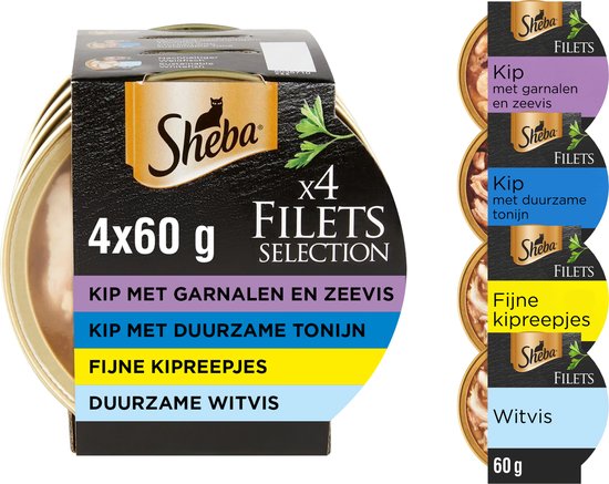 Sheba Filets Maaltijdkuipjes - Kattenvoer - Mix Selectie - 32 x60 g