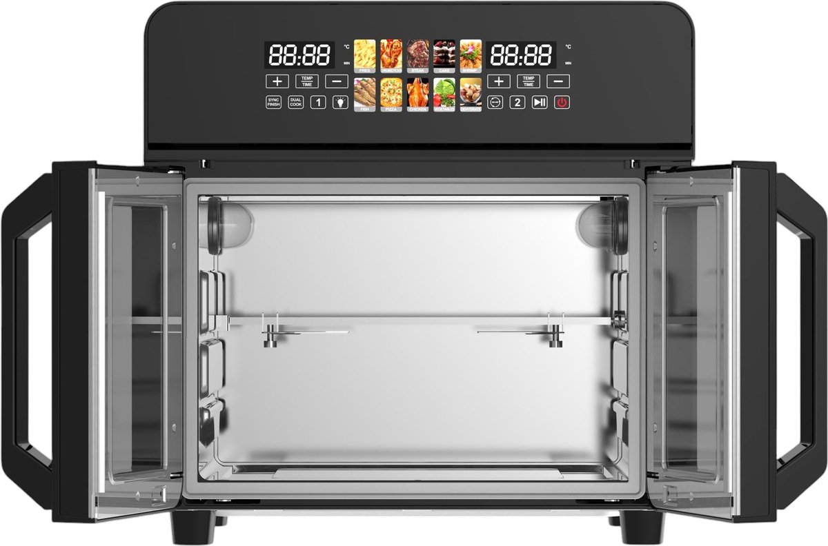 Airfryer Oven XXL 23L – 2400W Heteluchtfriteuse met Dubbele Deur, 10 Programma’s, 50-200°C – Zwart – Royal Swiss® — afbeelding 3