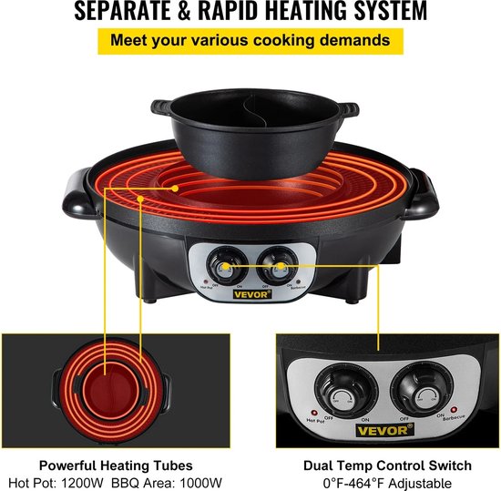 Hanimo Koreaanse Bbq - Hotpot - Hotpot Electrisch - Korean Bbq - Koreaanse Grill - Koreaanse Grill En Hotpot Set - Korean Bbq Grill - Chinese fondue - 1 tot 8 personen — afbeelding 4
