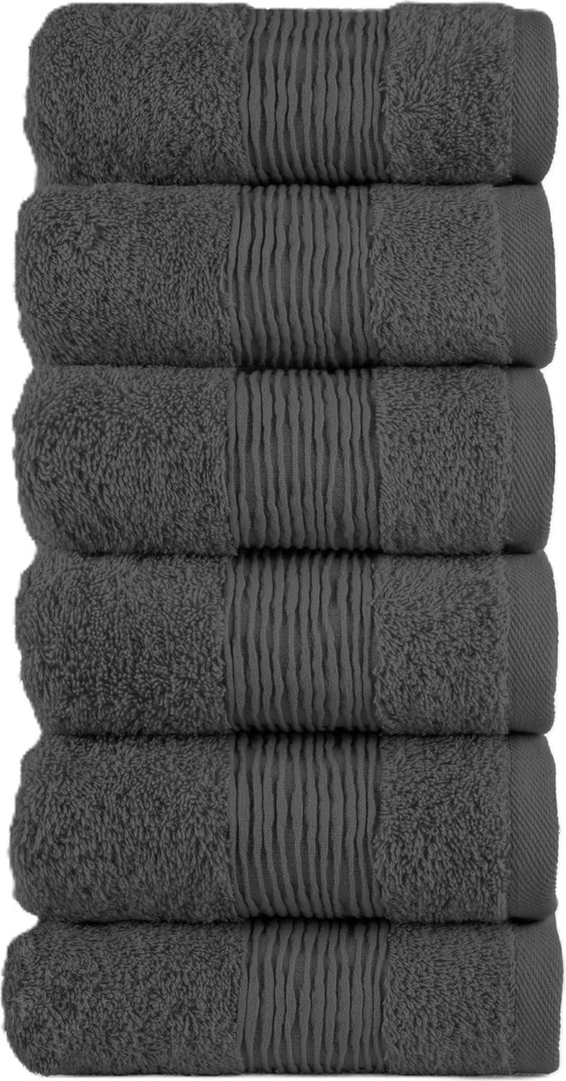Goodivery ® Zachte en Luxe Gastendoeken Set van 6 in Antraciet Kleur voor Comfortabele Droogervaring