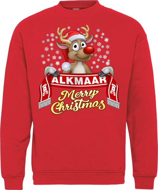 Kersttrui Alkmaar | Foute Kersttrui Dames Heren | Kerstcadeau | AZ Alkmaar supporter | Rood | maat L