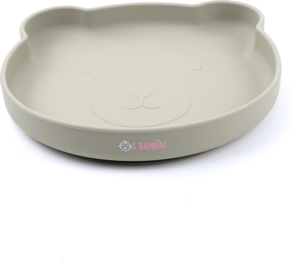 Goedkoopste IL BAMBINI - Kinderbord - Baby bord - Kinderservies - beertjesbord - Stonegreen - Groen - Siliconen BPA vrij - Onbreekbaar - 17 x 17 cm