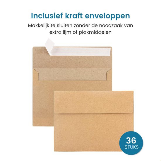 Partizzle 36x Leuke Verjaardagskaarten met Envelop Set - Wenskaarten ...