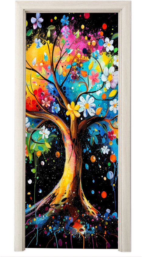 3D Deurstickers voor Binnendeuren Witte Magnolia Bloemen Ornamenten Vinyl Verwijderbare Zelfklevende Deurposter Behang Muurschildering Decals voor Slaapkamer Kantoor Badkamer