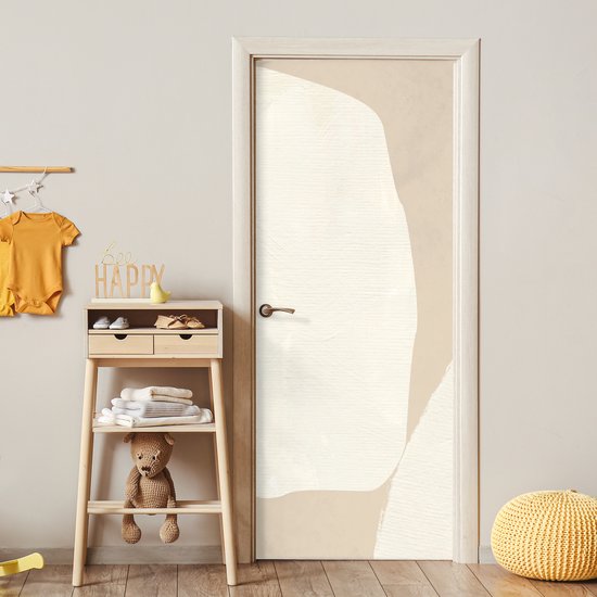 Poster de porte 95x215 cm - Sticker porte Beige - Abstrait - Moderne - Film meuble autocollant - Film porte salon - Papier peint fotobehang intérieur - Film adhésif porte - Stickers porte - Sticker papier peint porte - Décoration chambre