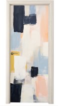 Deurposter 90x215 cm - Deursticker Kunst - Wit - Abstract - Modern - Meubelfolie zelfklevend - Deurfolie woonkamer - Interieurfolie fotobehang - Deur plakfolie - Deurstickers - Deurbehang sticker - Kamer decoratie