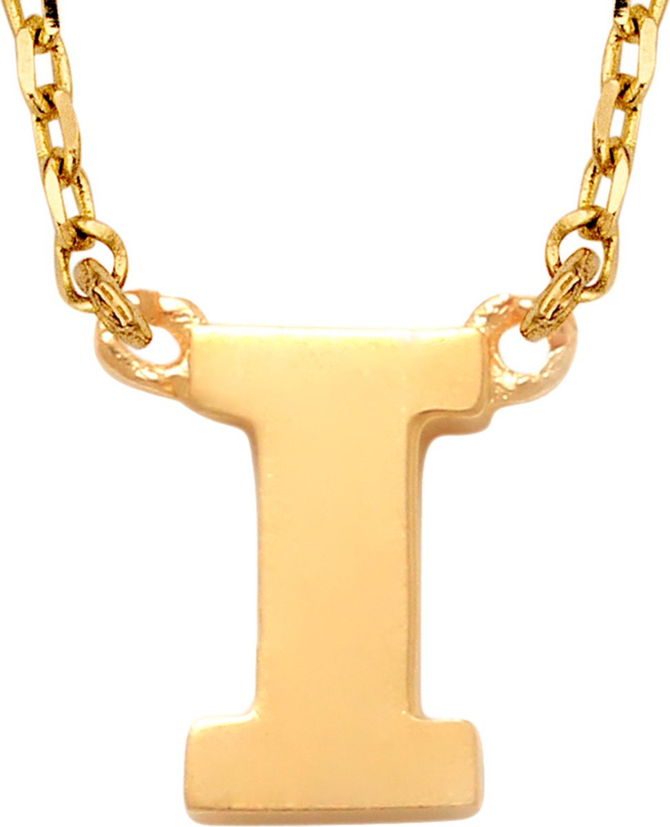 New Bling 9NBG-900I Gouden Ketting met Letter I - 6mm - Ankerschakel - 38+2,5+2,5cm - Initiaal sieraad - 14 Karaat - Goud