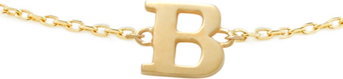 New Bling 9NBG-901B Gouden Armband met Letter B - 6mm - Ankerschakel - 16+1+1cm - 14 Karaat - Goud