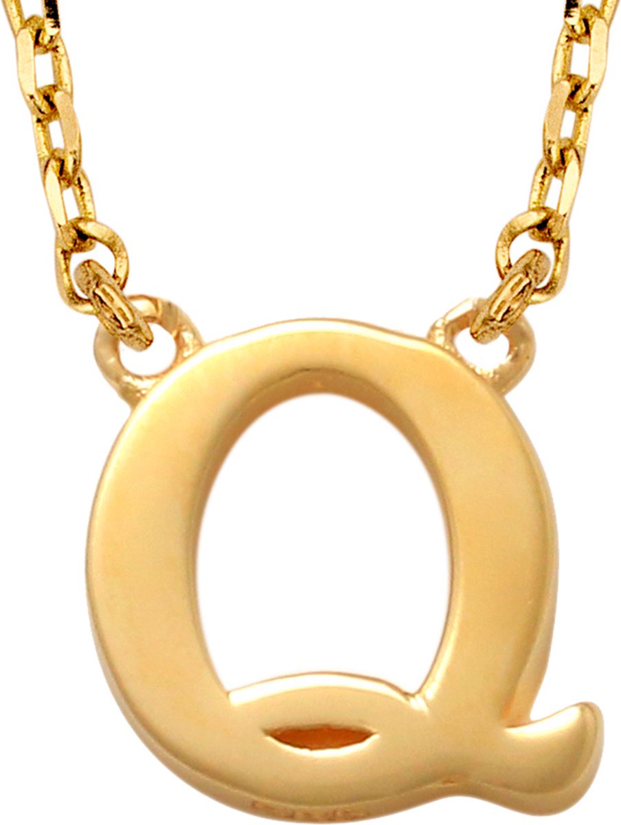 New Bling 9NBG-900Q Gouden Ketting met Letter Q - 6mm - Ankerschakel - 38+2,5+2,5cm - Initiaal sieraad - 14 Karaat - Goud