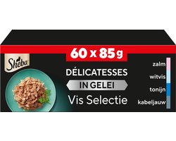 Sheba Delicatesse Maaltijdzakjes - Kattenvoer -Vis Selectie in gelei - 60x85 g