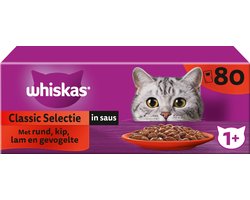 Whiskas Kattenvoer - Adult 1+ - Classic Selectie in Saus - 80x85g