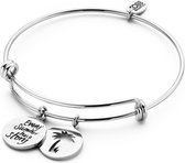 CO88 Collection Inspirational 8CB 90266 Bracelet en acier avec Pendentifs - Chaque Summer a une Story et palmier ouvert - Taille unique - Couleur argent