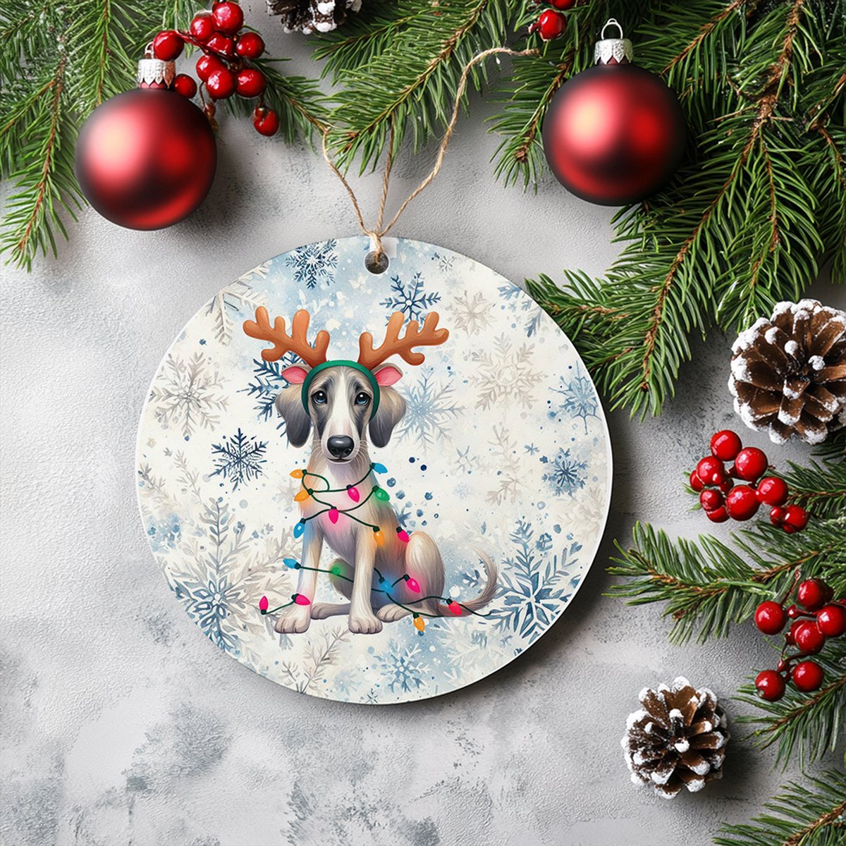 Kerstboom hanger Sloughi - Met Naam - Unieke Kerstdecoratie