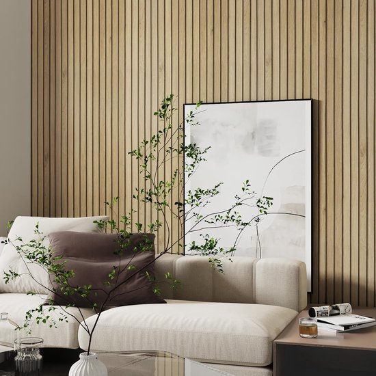 3D kunst houten wanddecoratie, 3D-wandpanelen voor interieur muurdecoratie in hout hout, hout abstract gesneden muurdecor voor slaapkamer, badkamer en woonkamer (kleur: A, maat: zwart frame