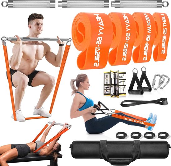 Fokky Fitnessbänder Widerstandsbänder mit 5 Stufen, Resistance Bands mit Türanker, 2*Griffen, Übungsanleitung&Tragebeutel, Gymnastikband Klimmzugband Fitnessband für Muskelaufbau,Yoga,Pilates 5er Set