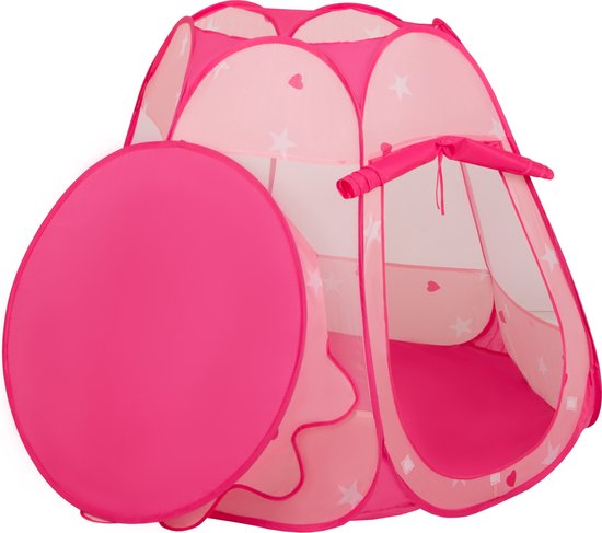 Selonis Speeltent voor kinderen met 200 ballen 105x90cm - Ballenbak Ballen - Speelhuisje binnen - Speelhuis kinderen - Ballenbak tent baby - Ballenbaktent - Roze: Parelgrijs, Transparant, Poederroze van Selonis — afbeelding 3