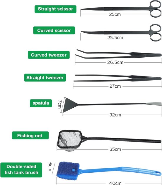 VILLCASE Aquarium Schaar Pincet Spatel Tool - 4 In 1 Roestvrij Staal Waterplanten Aquascaping Gereedschap Set Voor Vissen Starterkits Aquaria Tank